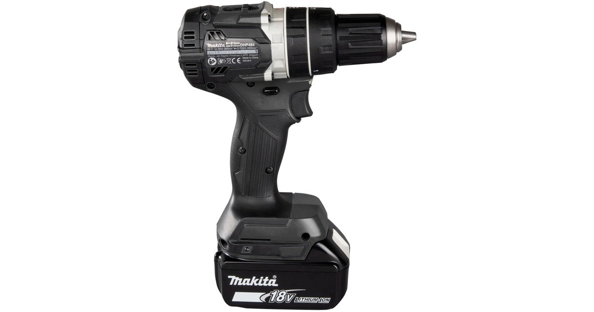 Makita Akku-Schlagbohrschrauber DHP484T4JB, 18 Volt, Sonderfarbe(schwarz, 4x Li-Ionen Akku 5,0Ah, MAKPAC Gr.2)