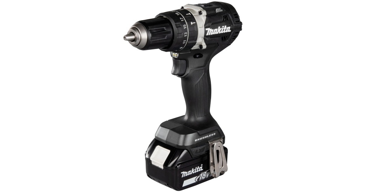 Makita Akku-Schlagbohrschrauber DHP484T4JB, 18 Volt, Sonderfarbe(schwarz, 4x Li-Ionen Akku 5,0Ah, MAKPAC Gr.2)