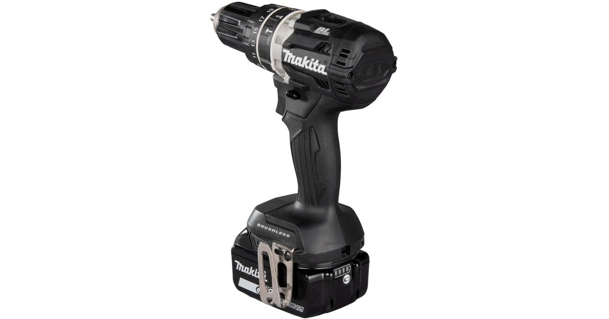 Makita Akku-Schlagbohrschrauber DHP484T4JB, 18 Volt, Sonderfarbe(schwarz, 4x Li-Ionen Akku 5,0Ah, MAKPAC Gr.2)