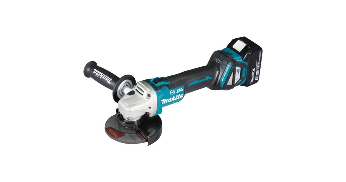 Makita Akku-Winkelschleifer DGA513RTJ, 18Volt(blau/schwarz, 2x Li-Ionen-Akku 5,0Ah, im MAKPAC Gr.2)