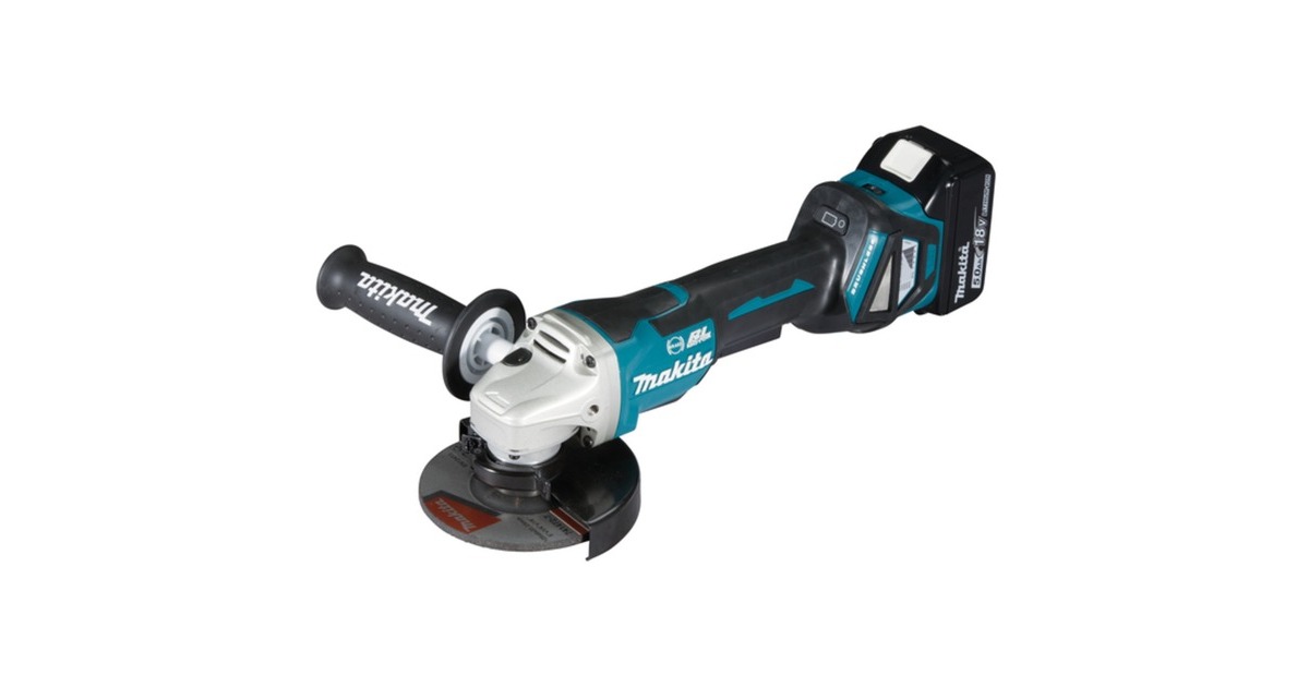 Makita Akku-Winkelschleifer DGA517RTJ, 18Volt(blau/schwarz, 2x Li-Ionen-Akku 5,0Ah, im MAKPAC Gr.3)