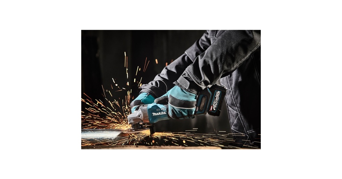 Makita Akku-Winkelschleifer GA005GM201 XGT, 40Volt(blau/schwarz, 2x Li-Ion XGT Akku 4,0Ah, MAKPAC Gr.4)