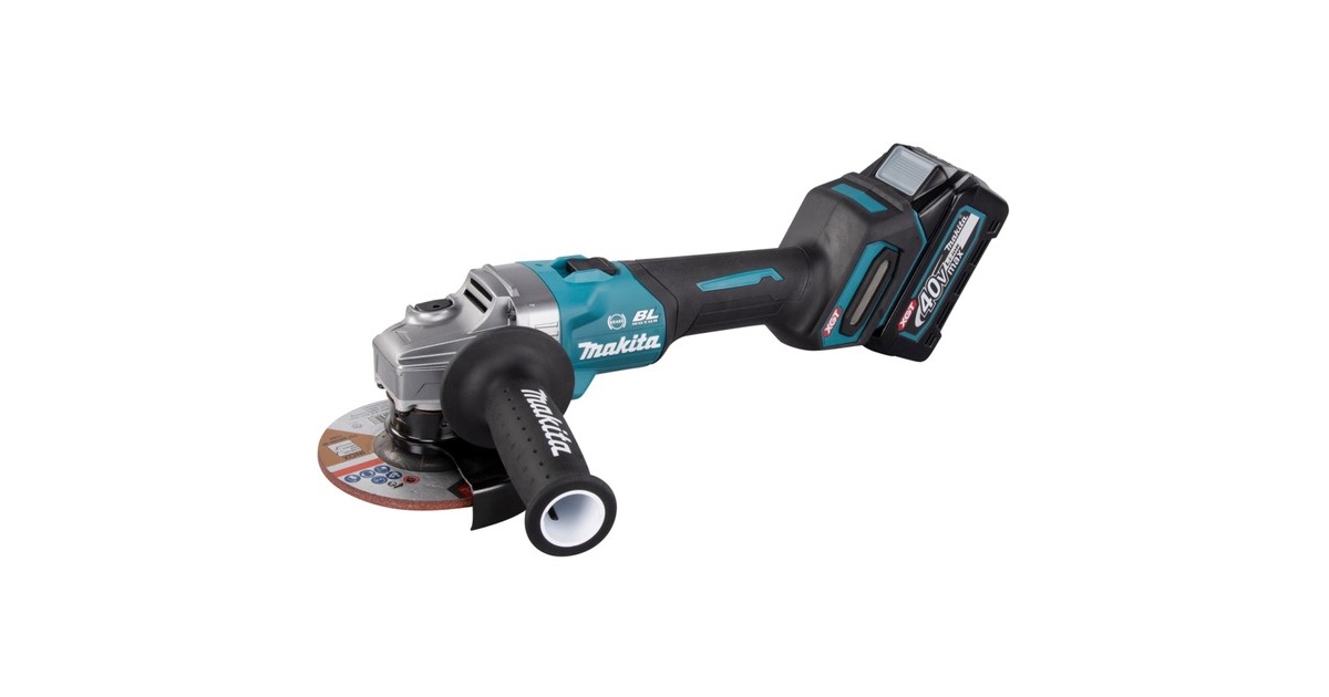 Makita Akku-Winkelschleifer GA005GM201 XGT, 40Volt(blau/schwarz, 2x Li-Ion XGT Akku 4,0Ah, MAKPAC Gr.4)