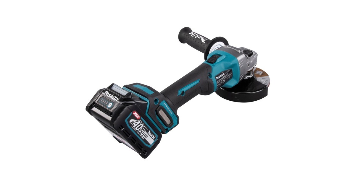 Makita Akku-Winkelschleifer GA005GM201 XGT, 40Volt(blau/schwarz, 2x Li-Ion XGT Akku 4,0Ah, MAKPAC Gr.4)
