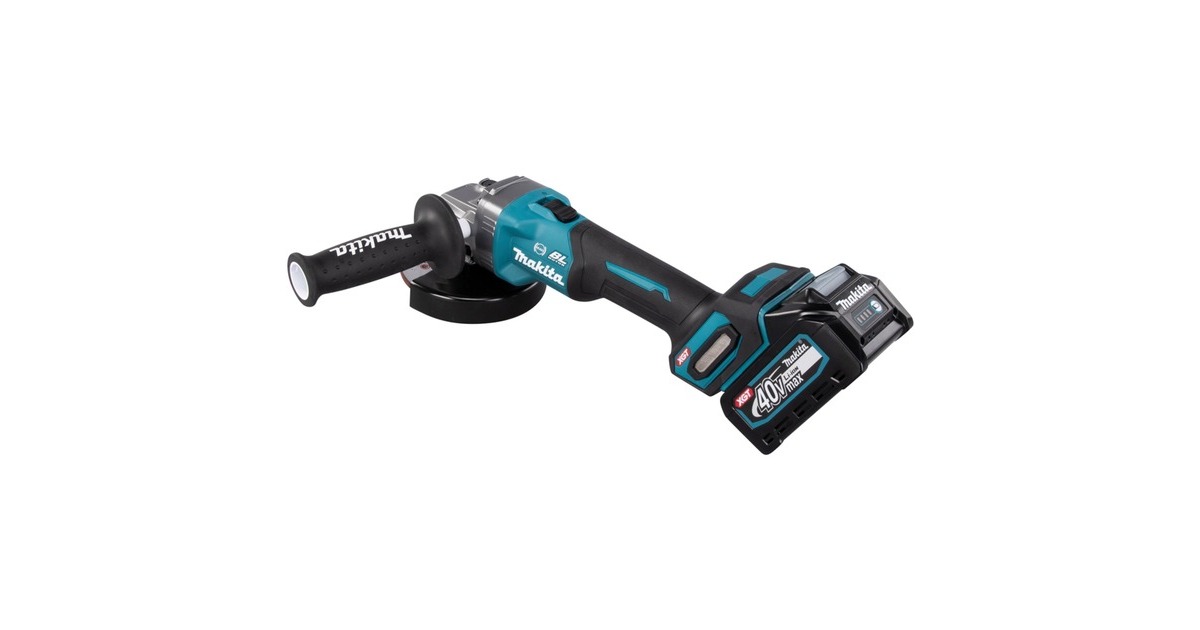 Makita Akku-Winkelschleifer GA005GM201 XGT, 40Volt(blau/schwarz, 2x Li-Ion XGT Akku 4,0Ah, MAKPAC Gr.4)