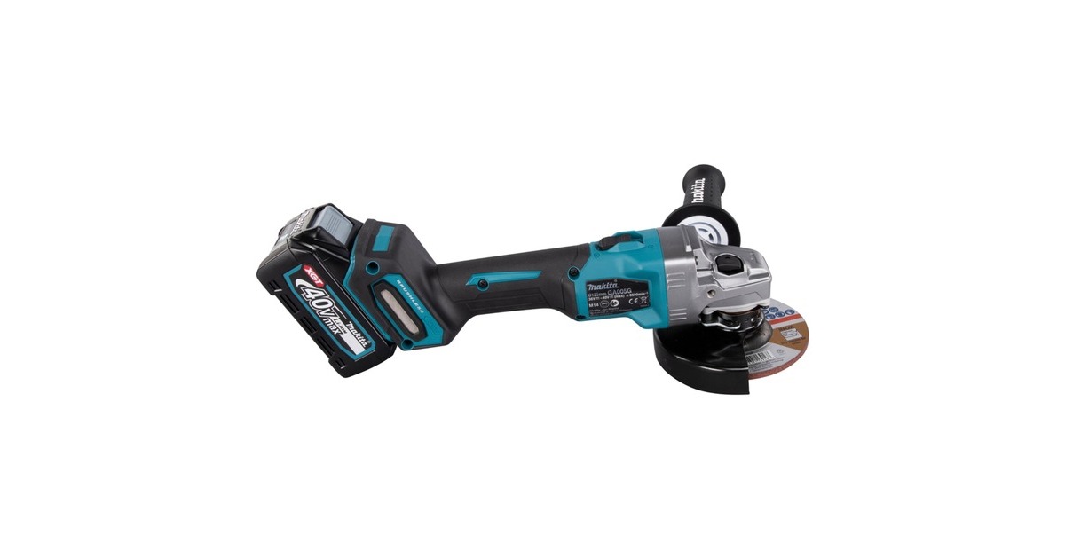 Makita Akku-Winkelschleifer GA005GM201 XGT, 40Volt(blau/schwarz, 2x Li-Ion XGT Akku 4,0Ah, MAKPAC Gr.4)