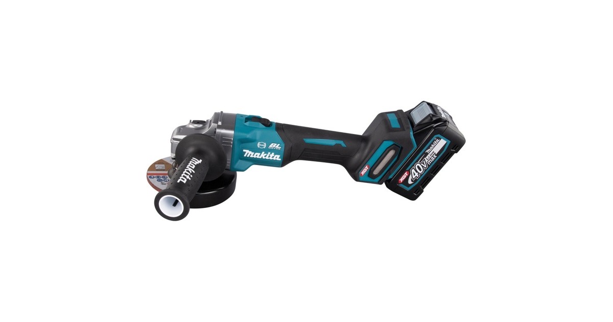 Makita Akku-Winkelschleifer GA005GM201 XGT, 40Volt(blau/schwarz, 2x Li-Ion XGT Akku 4,0Ah, MAKPAC Gr.4)