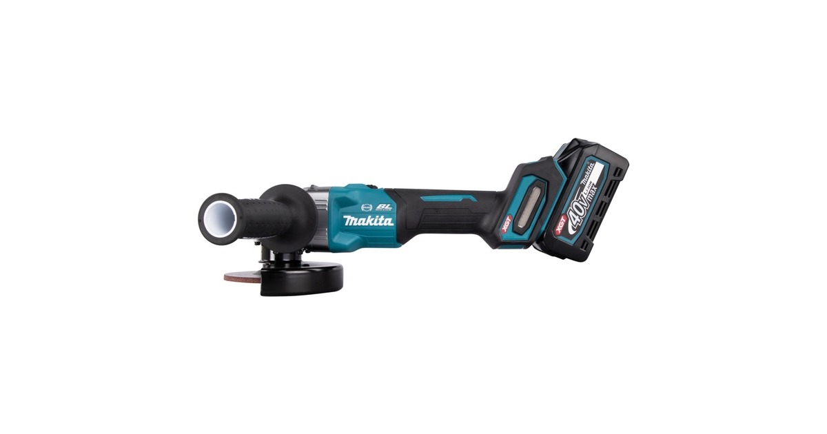 Makita Akku-Winkelschleifer GA005GM201 XGT, 40Volt(blau/schwarz, 2x Li-Ion XGT Akku 4,0Ah, MAKPAC Gr.4)