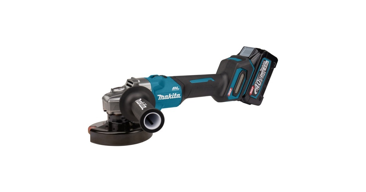 Makita Akku-Winkelschleifer GA008GM201 XGT, 40Volt(blau/schwarz, 2x Li-Ion XGT Akku 4,0Ah, MAKPAC Gr.4)