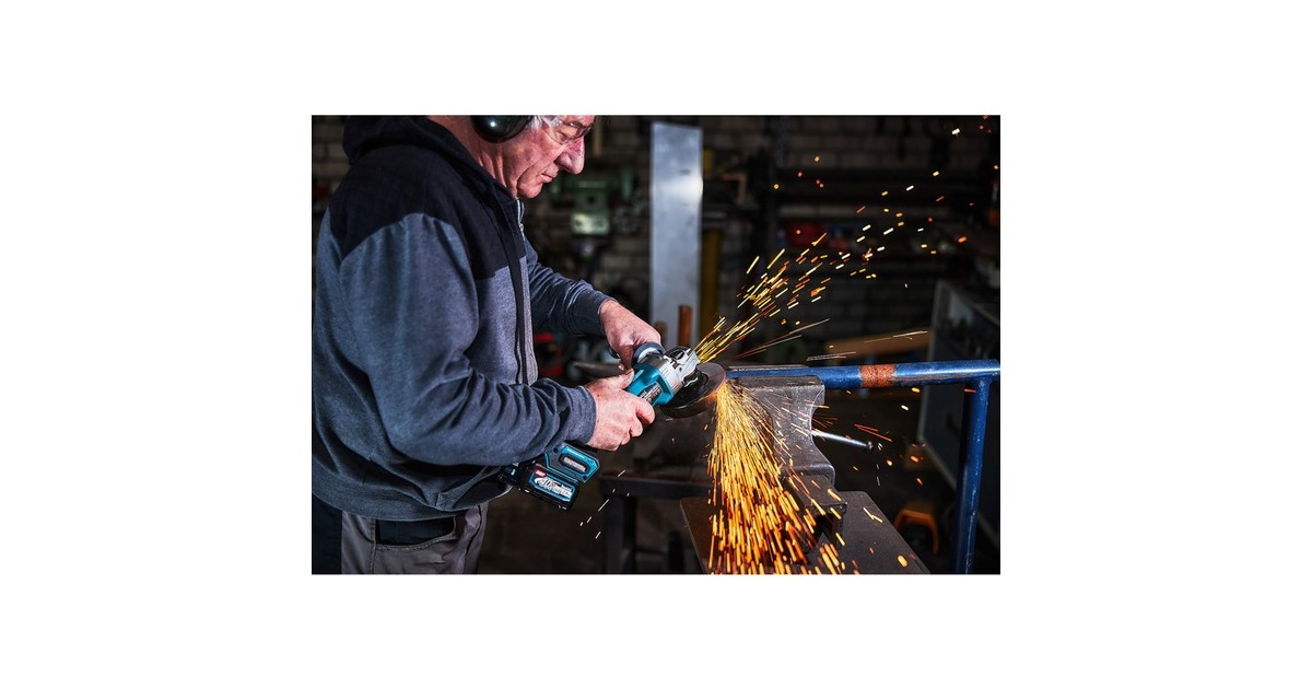 Makita Akku-Winkelschleifer GA008GM201 XGT, 40Volt(blau/schwarz, 2x Li-Ion XGT Akku 4,0Ah, MAKPAC Gr.4)