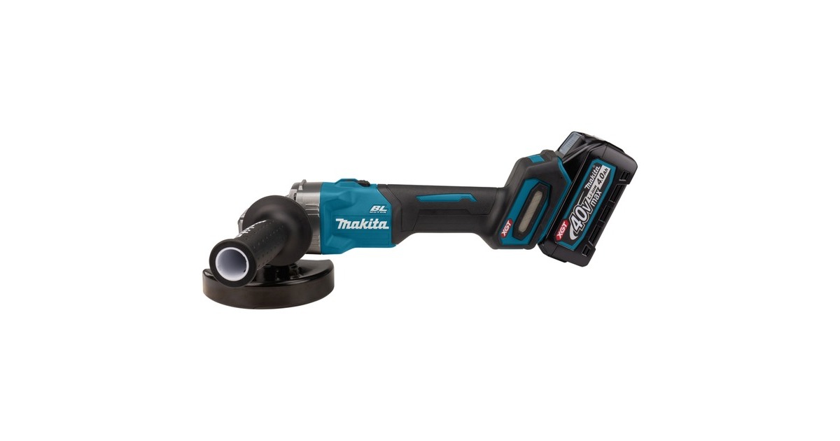 Makita Akku-Winkelschleifer GA008GM201 XGT, 40Volt(blau/schwarz, 2x Li-Ion XGT Akku 4,0Ah, MAKPAC Gr.4)