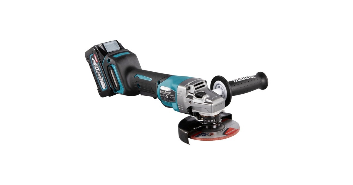 Makita Akku-Winkelschleifer GA013GM201 XGT, 40Volt(blau/schwarz, 2x Li-Ion XGT Akku 4,0Ah, MAKPAC Gr.4)