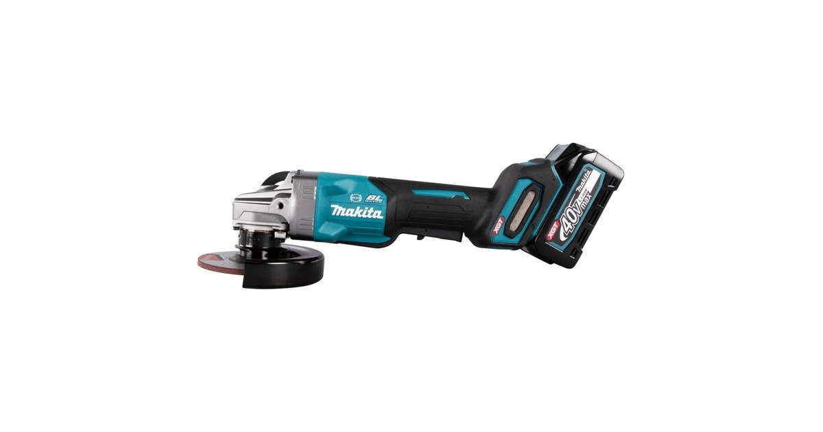 Makita Akku-Winkelschleifer GA013GM201 XGT, 40Volt(blau/schwarz, 2x Li-Ion XGT Akku 4,0Ah, MAKPAC Gr.4)