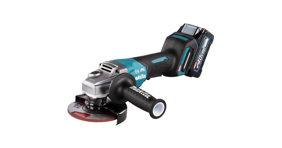 Makita Akku-Winkelschleifer GA013GM201 XGT, 40Volt(blau/schwarz, 2x Li-Ion XGT Akku 4,0Ah, MAKPAC Gr.4)