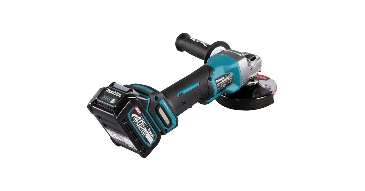 Makita Akku-Winkelschleifer GA013GM201 XGT, 40Volt(blau/schwarz, 2x Li-Ion XGT Akku 4,0Ah, MAKPAC Gr.4)