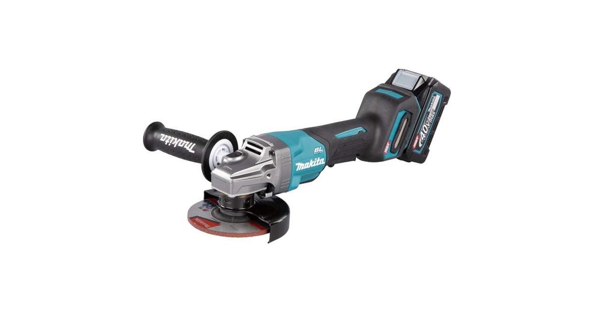 Makita Akku-Winkelschleifer GA016GM201 XGT, 40Volt(blau/schwarz, 2x Li-Ion XGT Akku 4,0Ah, MAKPAC Gr.4)