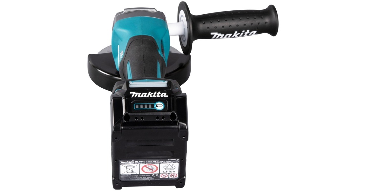 Makita Akku-Winkelschleifer GA016GM201 XGT, 40Volt(blau/schwarz, 2x Li-Ion XGT Akku 4,0Ah, MAKPAC Gr.4)