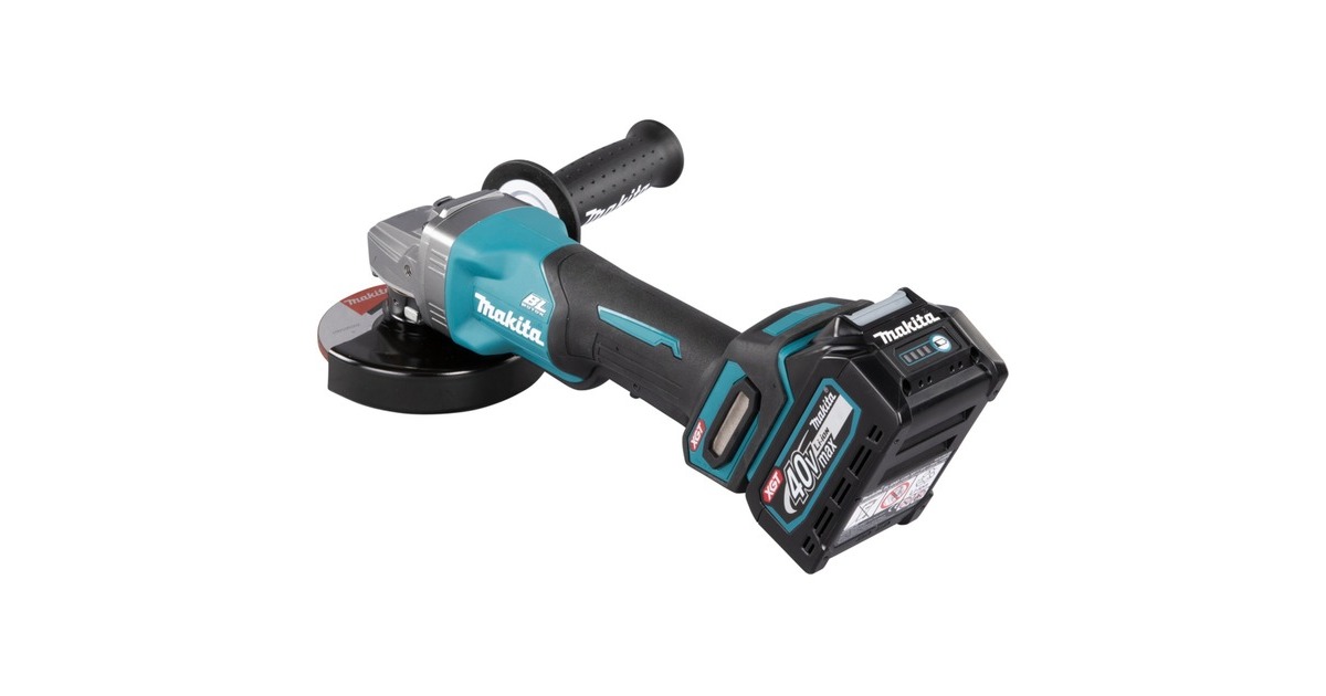 Makita Akku-Winkelschleifer GA016GM201 XGT, 40Volt(blau/schwarz, 2x Li-Ion XGT Akku 4,0Ah, MAKPAC Gr.4)