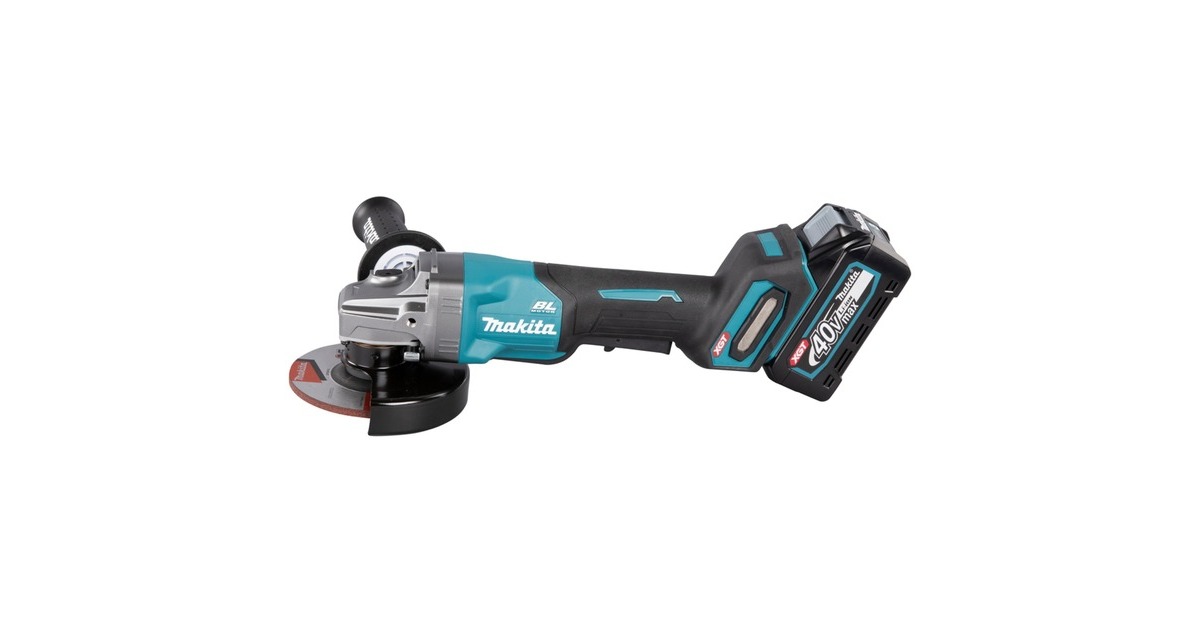 Makita Akku-Winkelschleifer GA016GM201 XGT, 40Volt(blau/schwarz, 2x Li-Ion XGT Akku 4,0Ah, MAKPAC Gr.4)