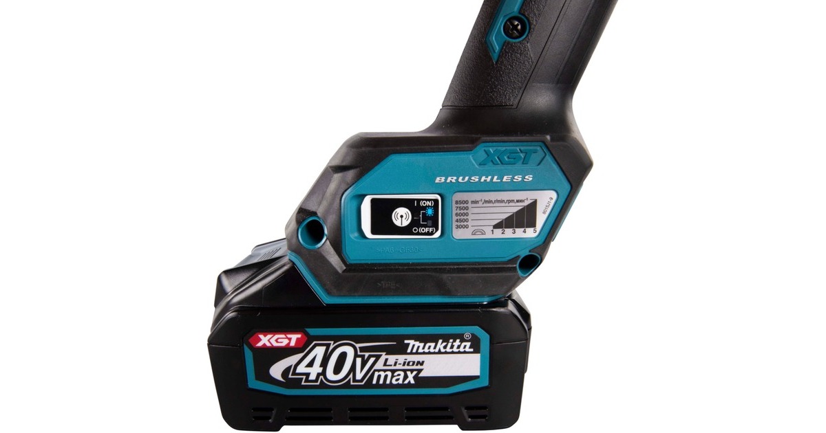 Makita Akku-Winkelschleifer GA023GM201 XGT, 40Volt(blau/schwarz, 2x Li-Ion XGT Akku 4,0Ah, MAKPAC)