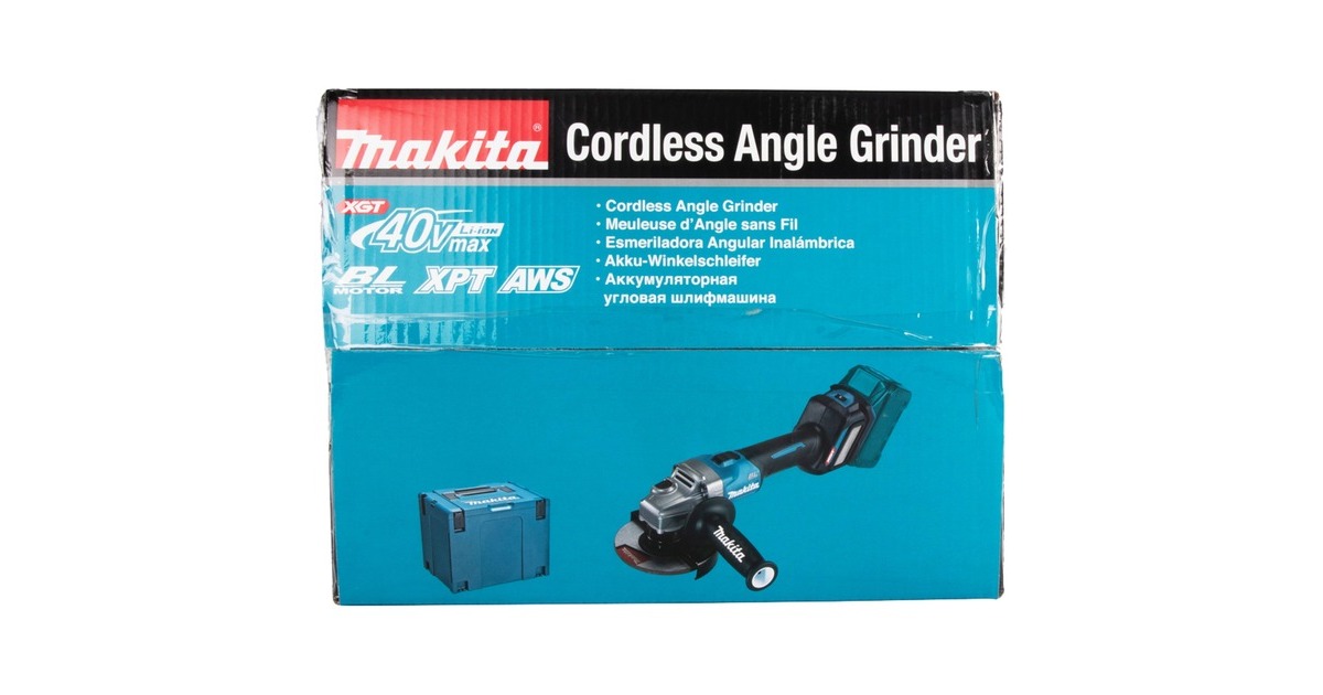 Makita Akku-Winkelschleifer GA023GM201 XGT, 40Volt(blau/schwarz, 2x Li-Ion XGT Akku 4,0Ah, MAKPAC)