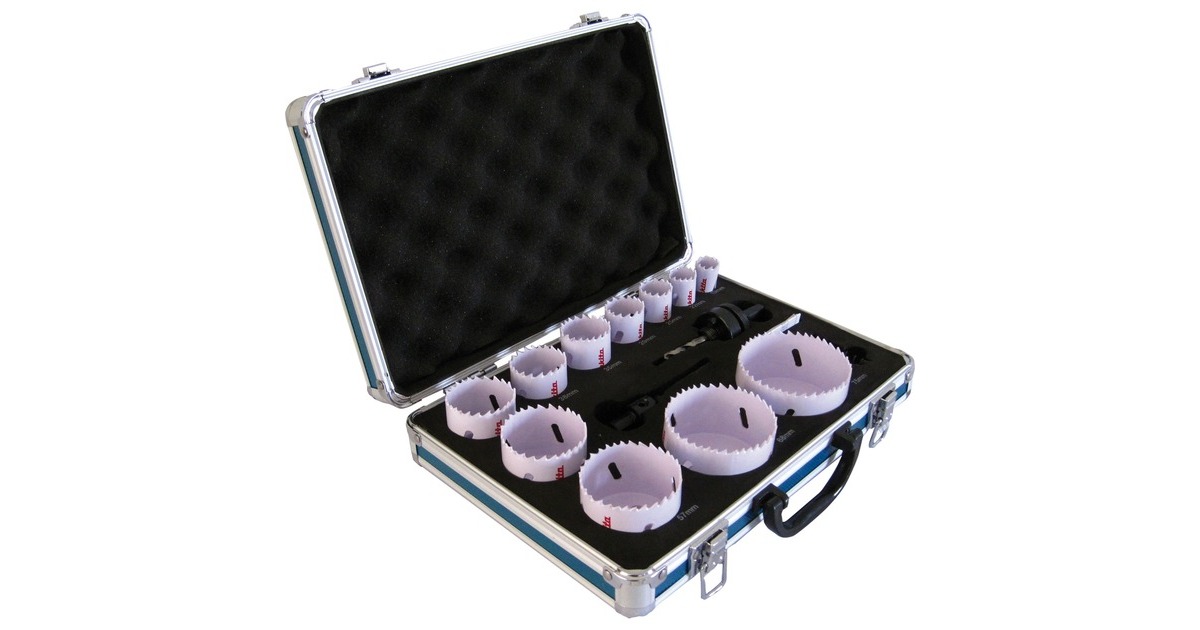 Makita BIM Lochsägen großes Sanitär-Set D-47298, Ø 19 - 75mm(14-teilig, Schnitttiefe 38mm, Koffer)