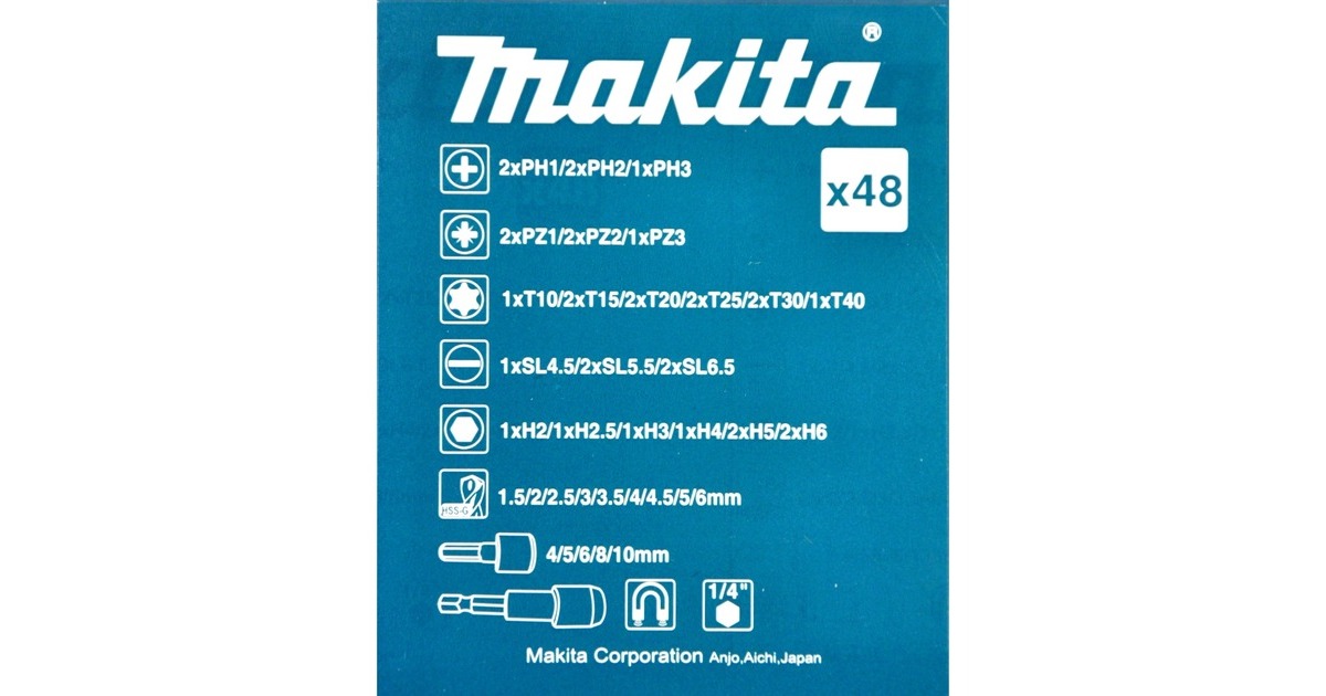 Makita Bohrer- & Bit-Satz B-36192, 48-teilig