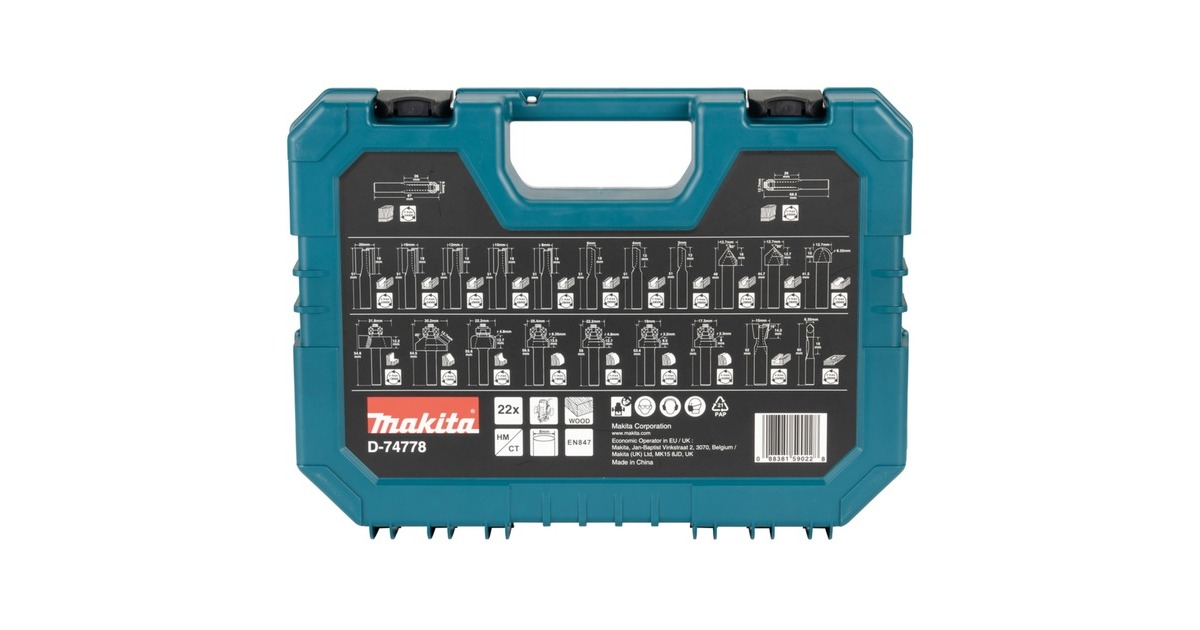 Makita Fräser-Set D-74778, 22-teilig(8mm Schaft)