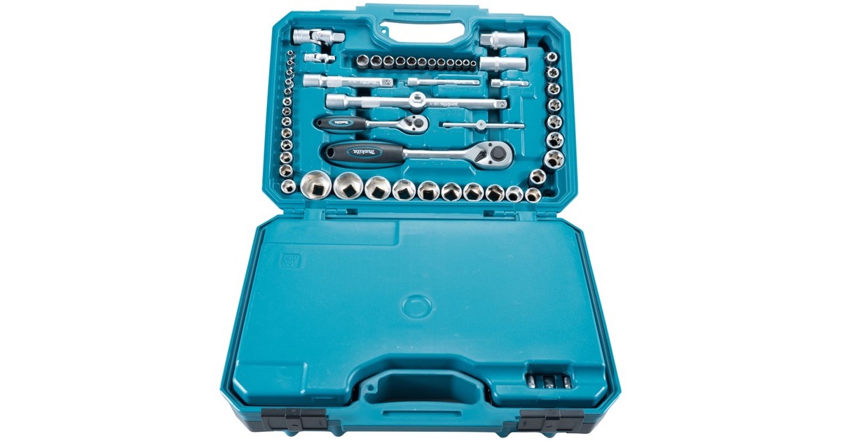 Makita Handwerkzeug-Set E-10883, 221-teilig(blau, inkl. 2 Umschalt-Knarren, 1/4