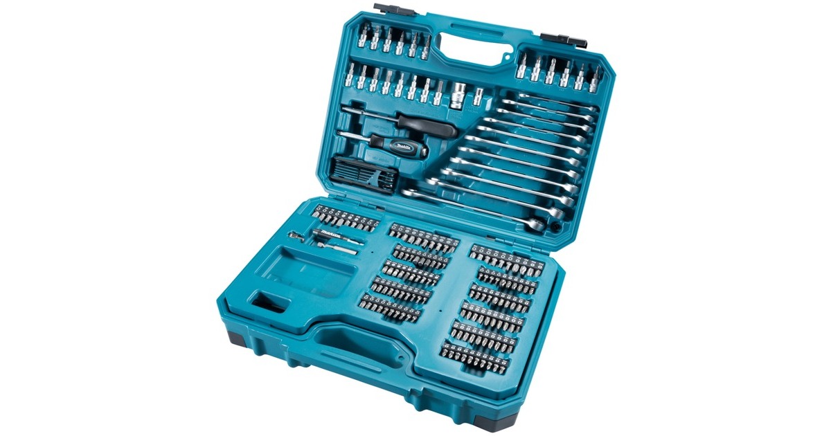 Makita Handwerkzeug-Set E-10883, 221-teilig(blau, inkl. 2 Umschalt-Knarren, 1/4
