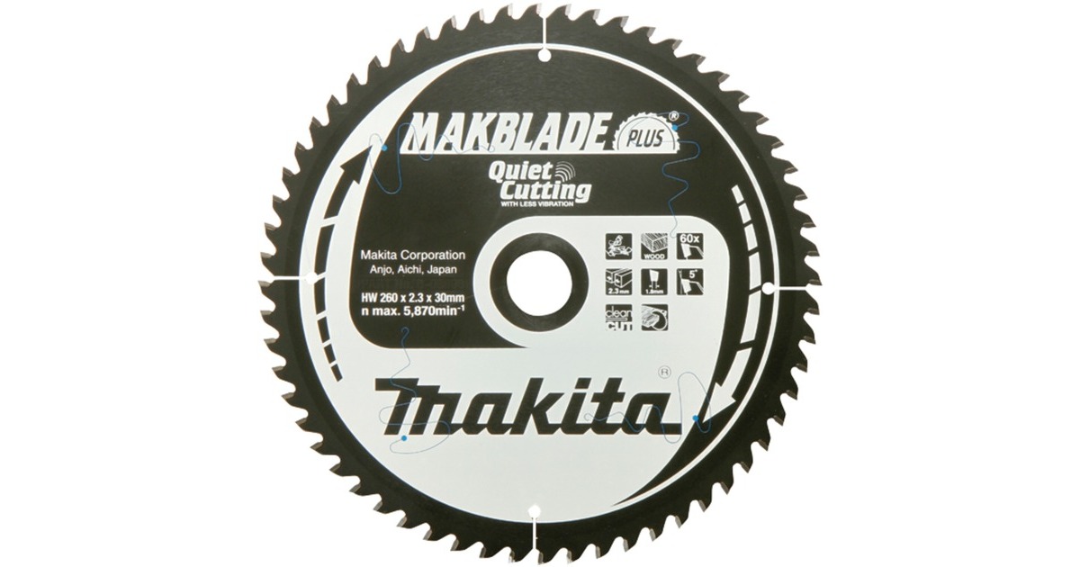 Makita Kreissägeblatt B-32524 MAKBLADE+, Ø 260mm, 60Z(Bohrung 30mm, für Kapp- und Gehrungssägen)