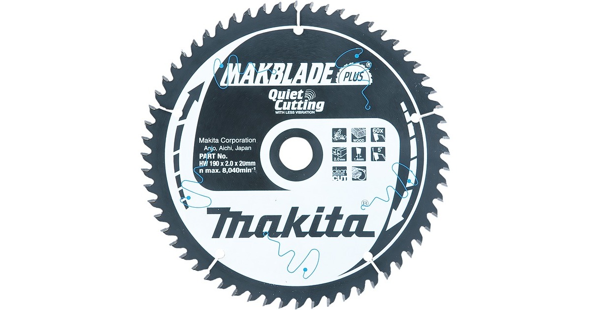 Makita Kreissägeblatt B-32580 MAKBLADE+, Ø 190mm, 60Z(Bohrung 20mm, für Kapp- und Gehrungssägen)
