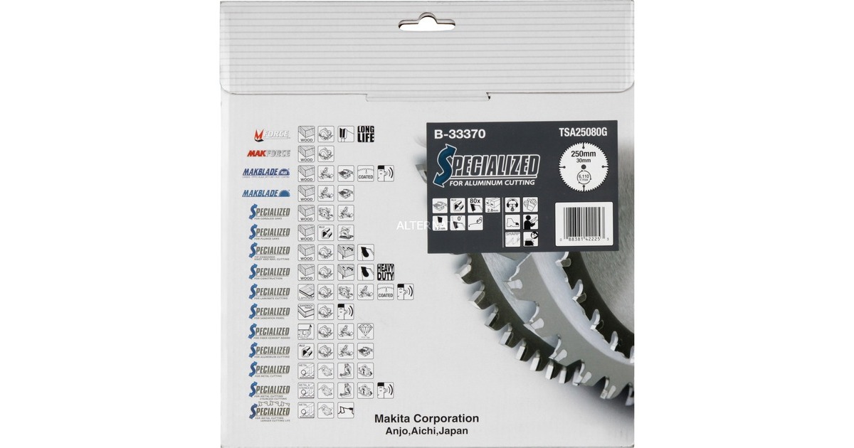 Makita Kreissägeblatt B-33370 SPECIALIZED for Aluminium, Ø 250mm, 80Z(Bohrung 30mm)