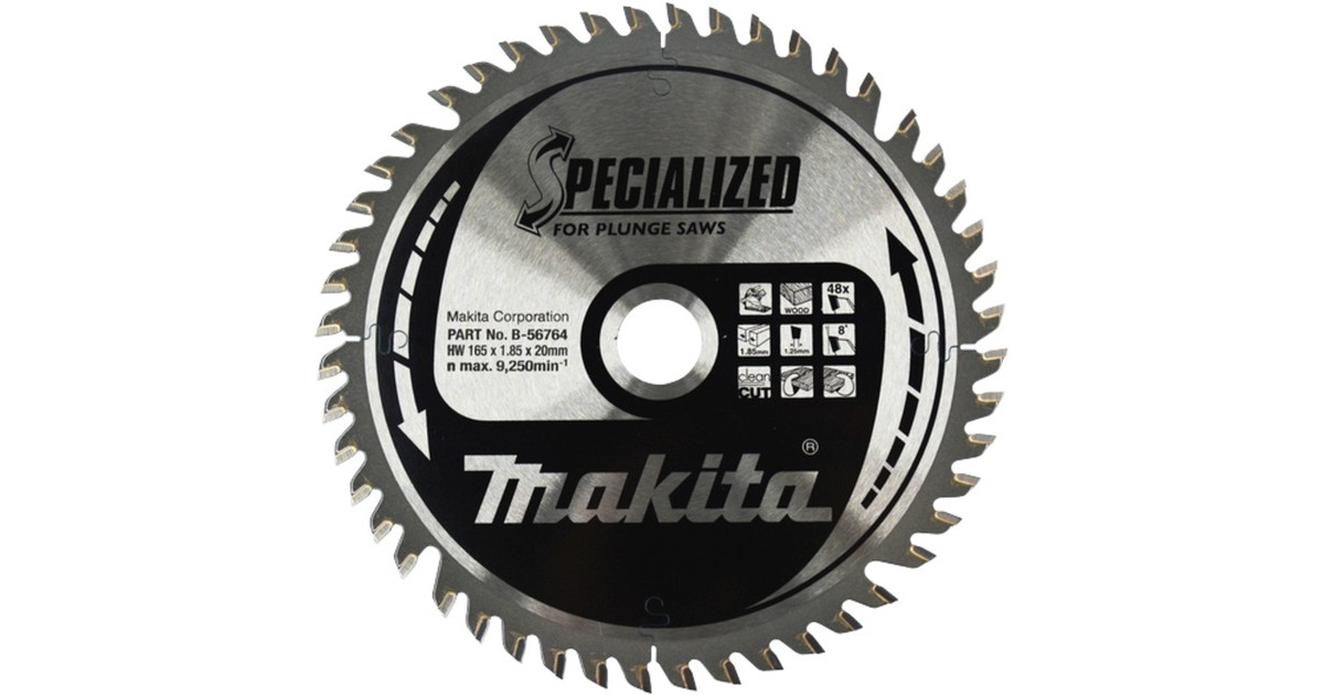 Makita Kreissägeblatt B-56764 SPECIALIZED für Tauchsägen, Ø 165mm, 48Z(Bohrung 20mm)