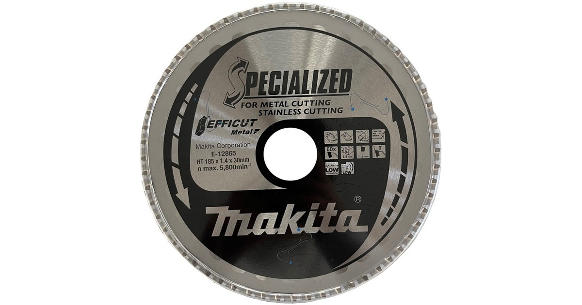 Makita Kreissägeblatt EFFICUT E-12865, Ø 185mm, 60Z(Bohrung 30mm, für Akku-Metallsägen)
