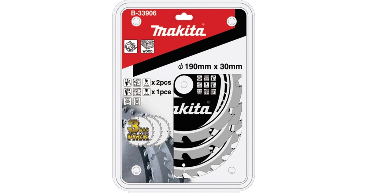 Makita Kreissägeblatt-Satz MAKFORCE B-33906, Ø 190mm, 12Z / 24Z(3-teilig, Bohrung 30mm)