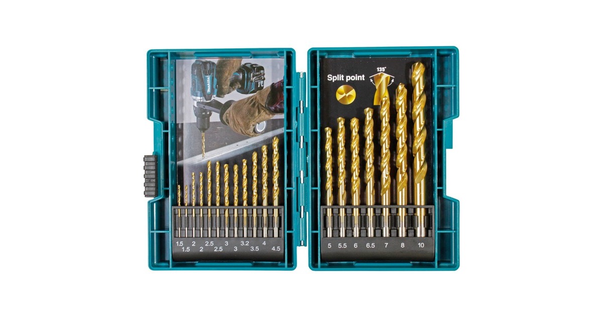 Makita Metallbohrer-Set HSS-Tin, 19-teilig, Bohrer-Satz