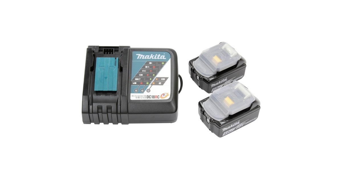Makita Power Source Kit 18V 4Ah, Set(schwarz, 2x Akku BL1840B, 1x Ladegerät DC18RC)