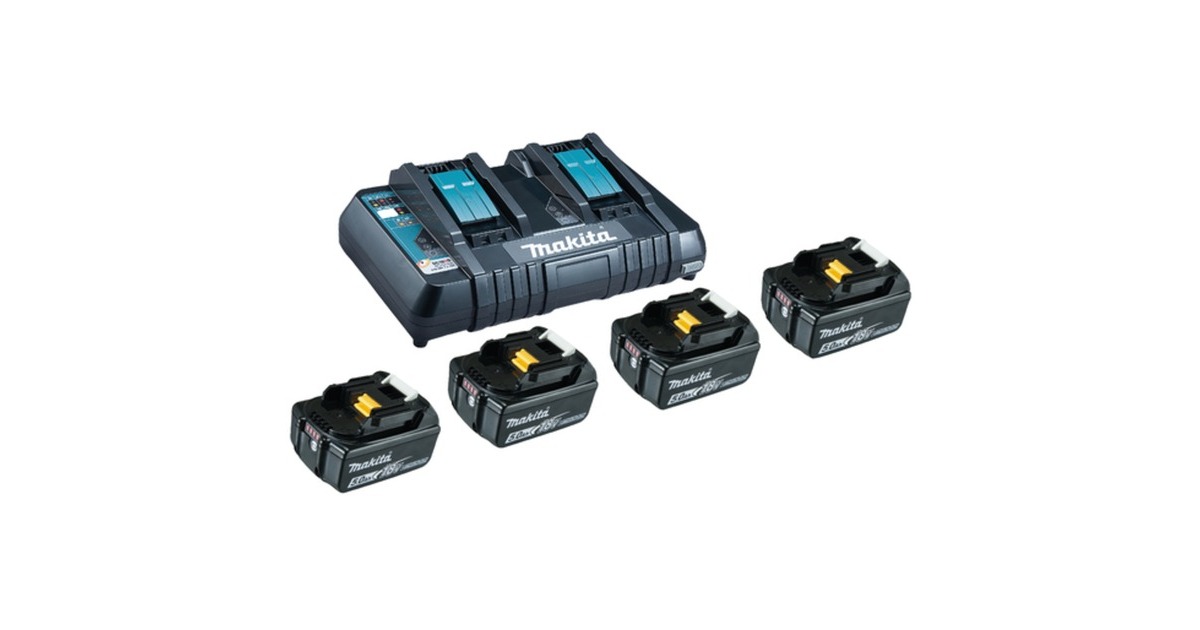 Makita Power Source Kit 18V 5Ah, Set(schwarz, 4x Akku BL1850B, 1x Ladegerät DC18RD)