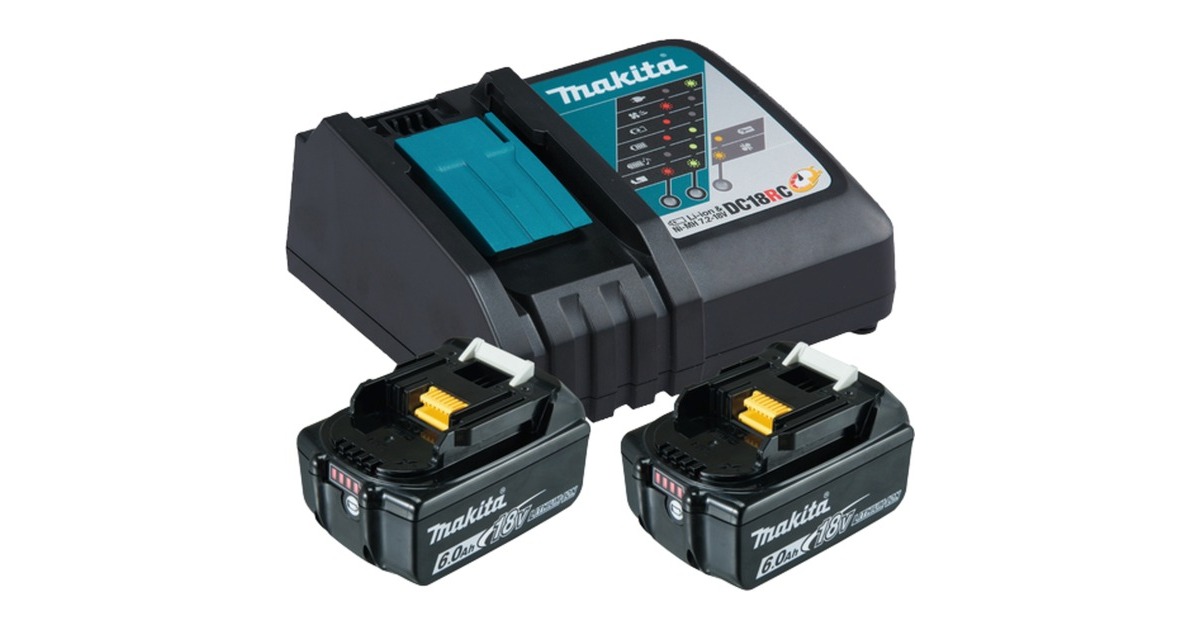Makita Power Source Kit 18V 6Ah, Set(schwarz, 2x Akku BL1860B, 1x LadegerätDC18RC)