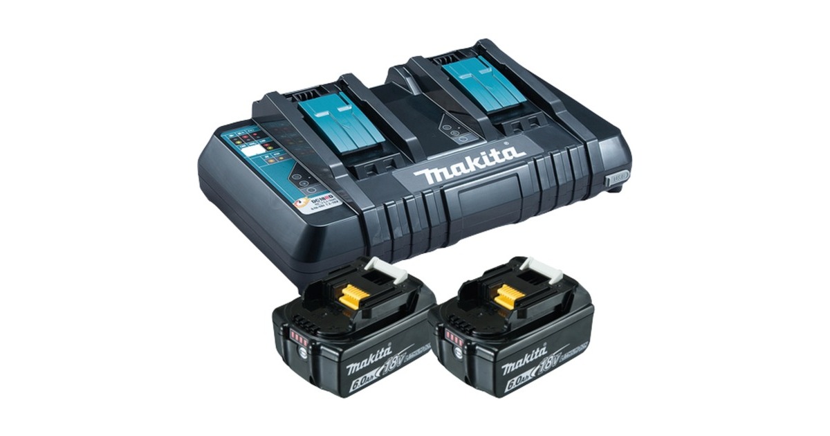 Makita Power Source Kit 18V 6Ah, Set(schwarz, 2x Akku BL1860B, 1x Ladegerät DC18RD)