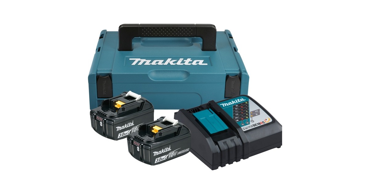 Makita Power Source Kit 197952-5, 18Volt, Ladegerät(MAKPAC Gr.1, 2x Li-Ionen Akku 3Ah)