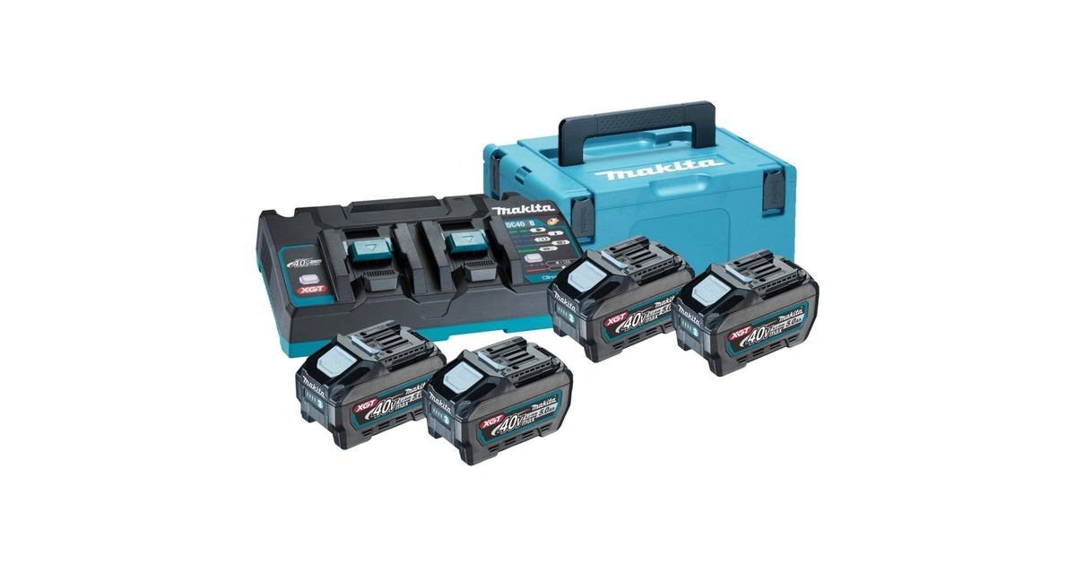 Makita Power Source-Kit 40V max., Set(schwarz/blau, 4x Akku BL4050F, 1x Schnellladegerät DC40RB)