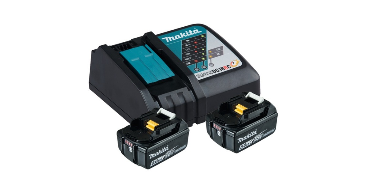 Makita Power Source Kit Li 18,0V 5Ah, Set(schwarz,2x Akku BL1850B, 1x Ladegerät DC18RC)