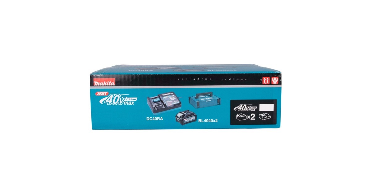 Makita Power Source Kit Li 40V 4Ah, Ladegerät(schwarz/blau, 2x Akku BL4025, 1x Schnellladegerät DC40RA, MAKPAC Gr.1)