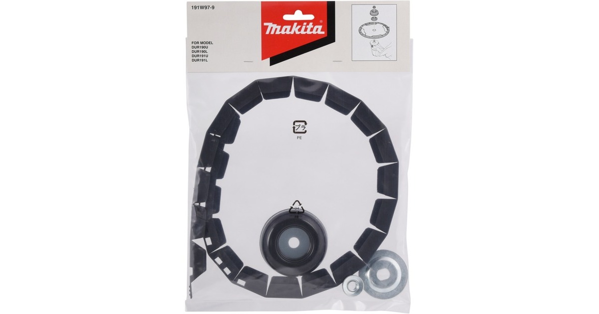 Makita Umrüst-Set auf Metallmesser 191W97-9(schwarz, für Akku-Rasentrimmer DUR190, DUR191, DUR194)