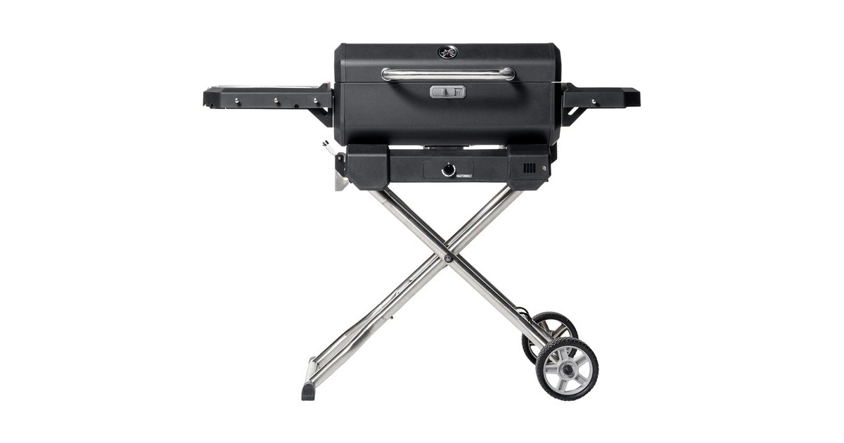 Masterbuilt Tragbarer Holzkohlegrill und Smoker(schwarz, mit Scherenwagen)