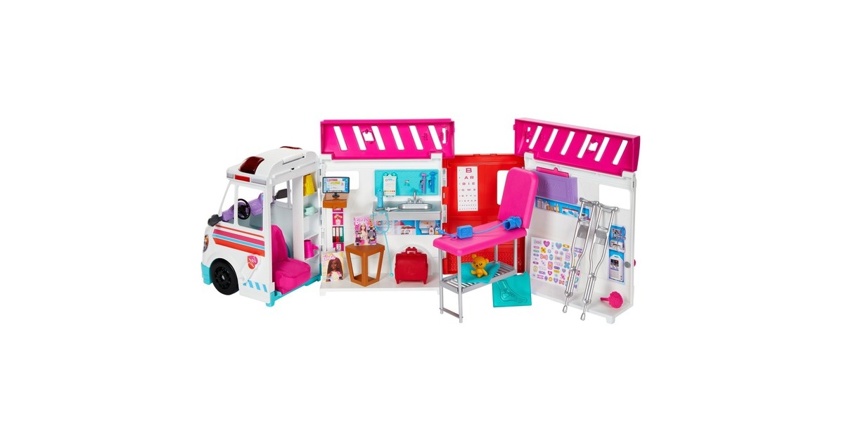 Mattel Barbie 2-in-1 Krankenwagen Spielset, Spielfahrzeug