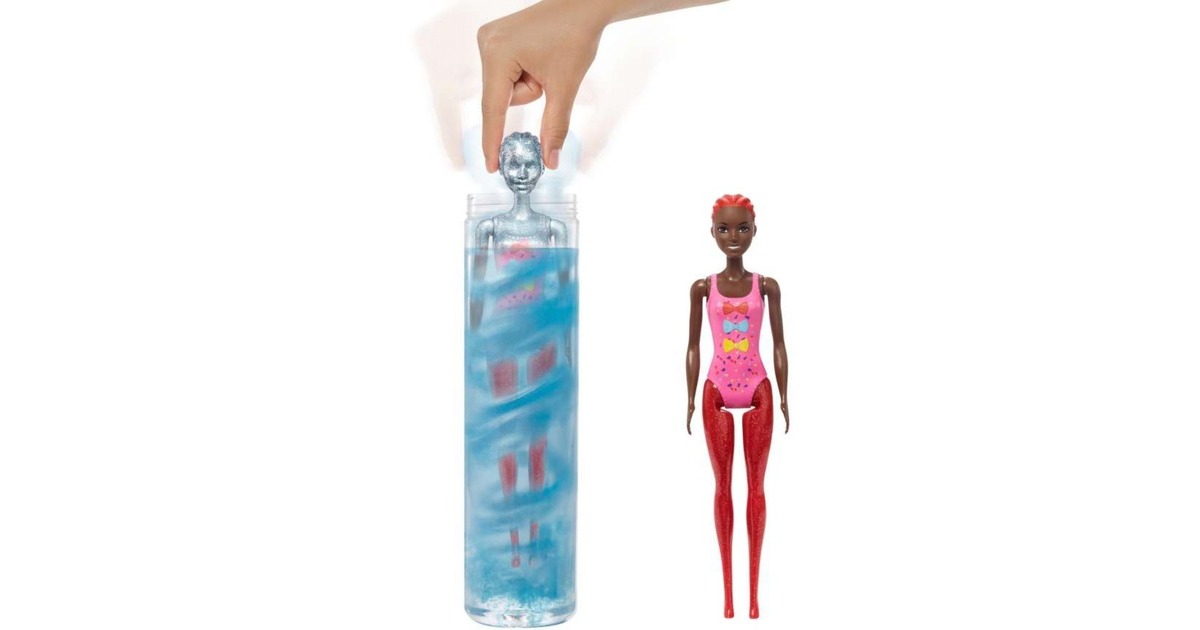 Mattel Barbie Color Reveal Glitzer! Haarwechsel Puppe Glitzerblau mit 25 Überraschungen