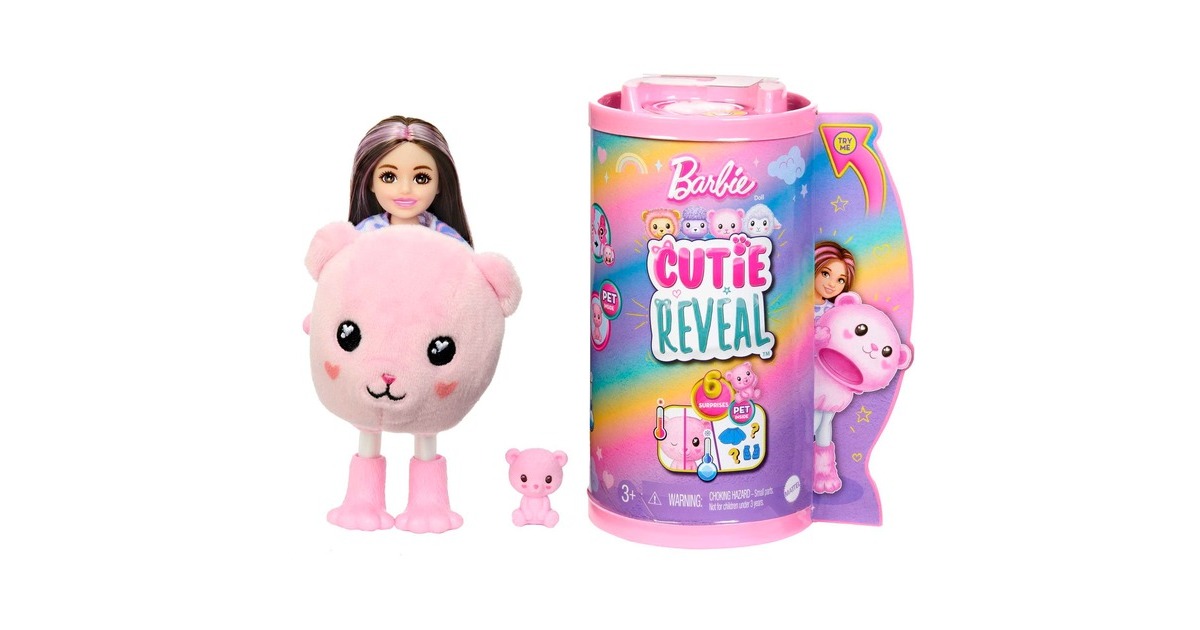 Mattel Barbie Cutie Reveal Chelsea Cozy Cute Serie - Teddybär, Puppe Mattel Barbie Cutie Reveal Chelsea Cozy Cute Serie - Teddybär, Puppe